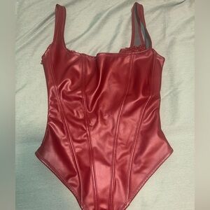 Popilush Pleather Sexy Lace Bodysuit